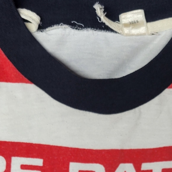 Vintage 1980s Wilson Tshirt All Over Print Striped High Tide Surf Patrol XL - Picture 3 of 6